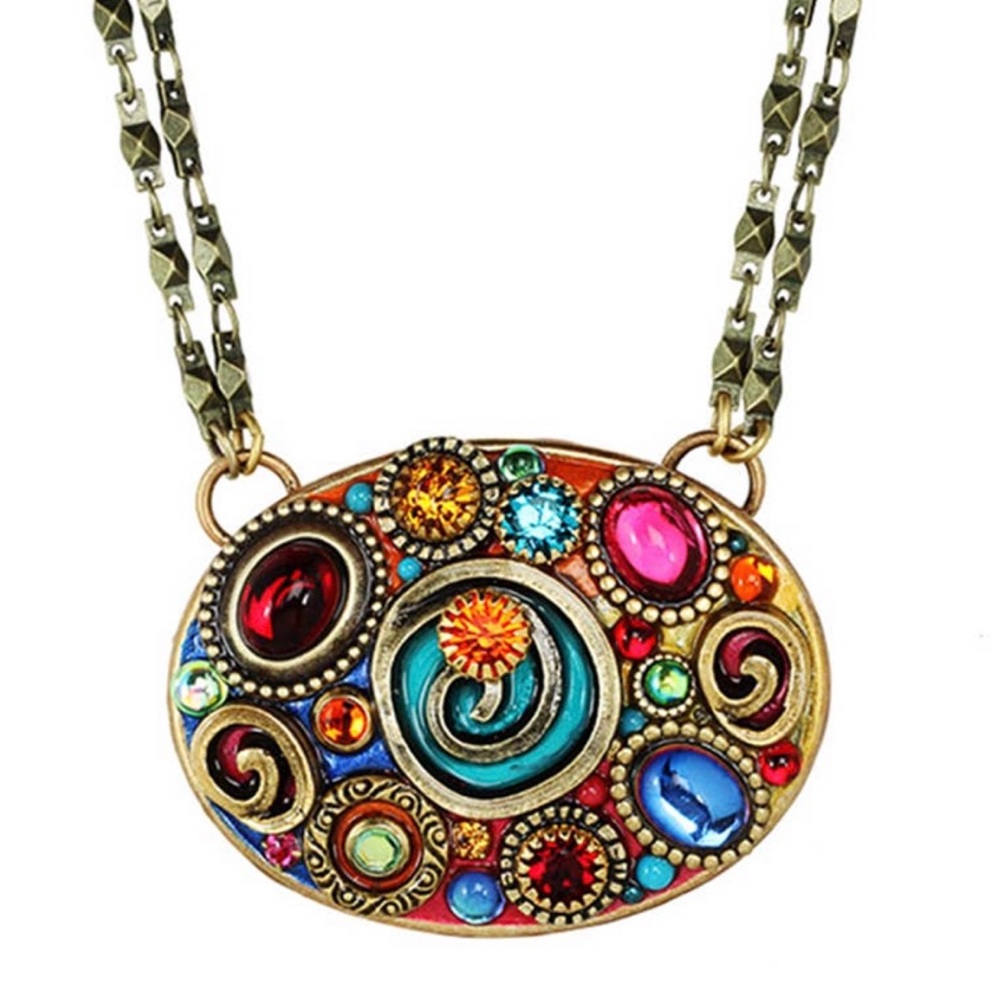 Multiple Colored “Confetti” Oval Necklace